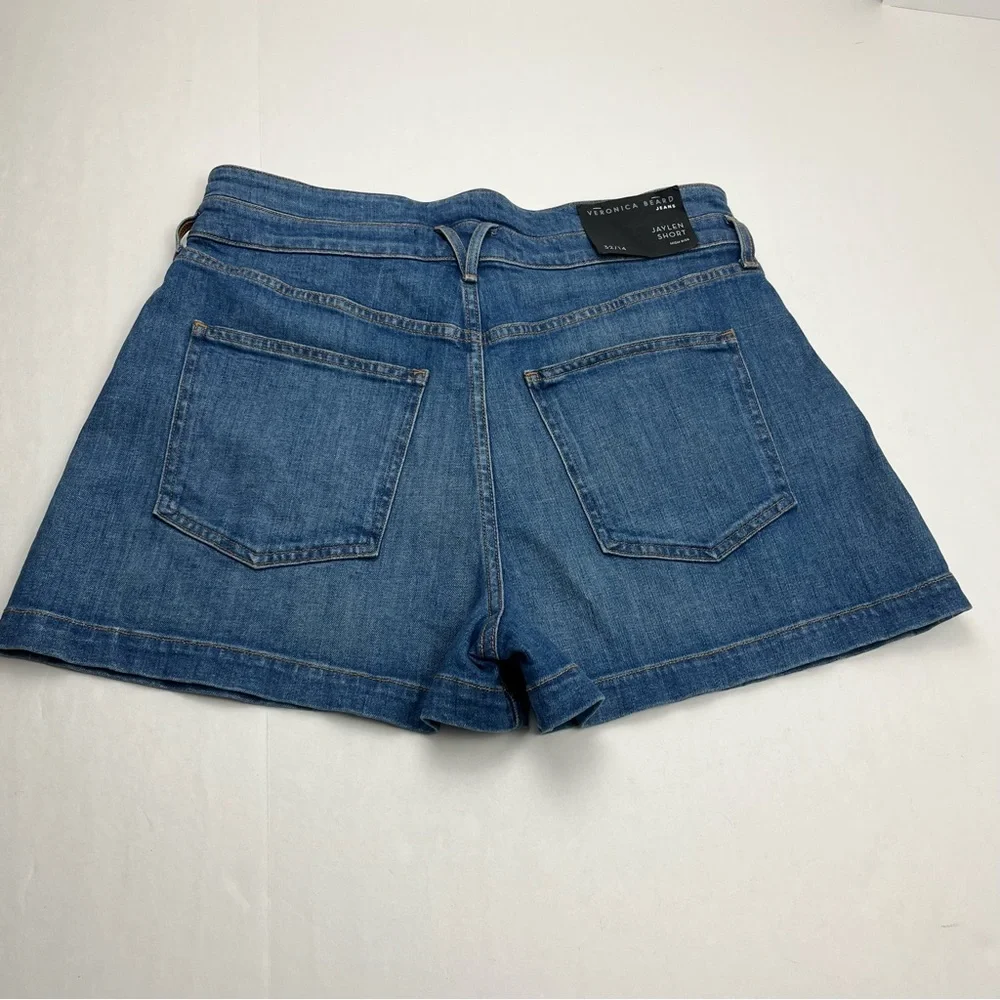 Veronica Beard Jeans Jaylen Short High Rise Womens Size 32 / 14 Blue‎ Denim NEW